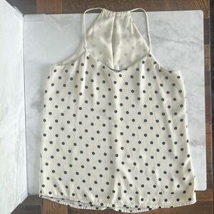 Express white/black polka dot Barcelona tank
